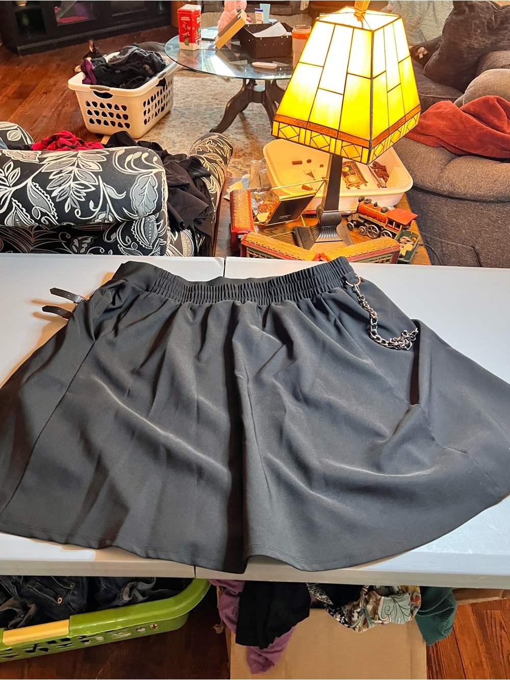 torrid Black Mini Skirt with Buckles and Chain Trim - Picture 2 of 3